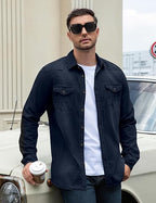 Men’s Slim Fit Long Sleeve Denim Shirt – Casual Button-Down