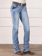 Men Mid-Waist Bootcut Jeans – Classic Straight Leg Denim Pants