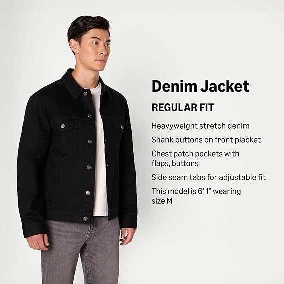 Men’s Regular Fit Denim Jacket – Classic Low Stretch Trucker Jacket