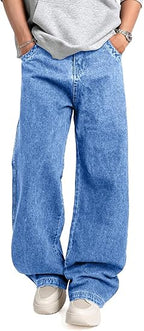 Men’s Baggy Wide Leg Jeans – Y2K Relaxed Fit Streetwear Denim