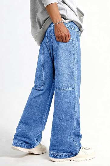 Men’s Baggy Wide Leg Jeans – Y2K Relaxed Fit Streetwear Denim