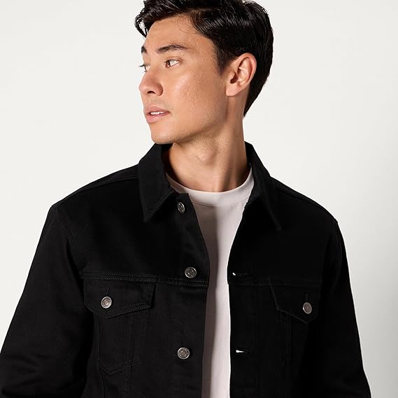 Men’s Regular Fit Denim Jacket – Classic Low Stretch Trucker Jacket