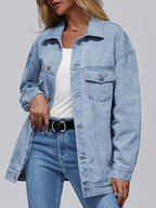 Women’s Oversized Denim Jacket – Loose Fit Button-Down Boyfriend Style
