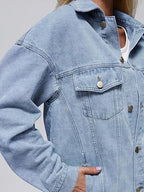 Women’s Oversized Denim Jacket – Loose Fit Button-Down Boyfriend Style