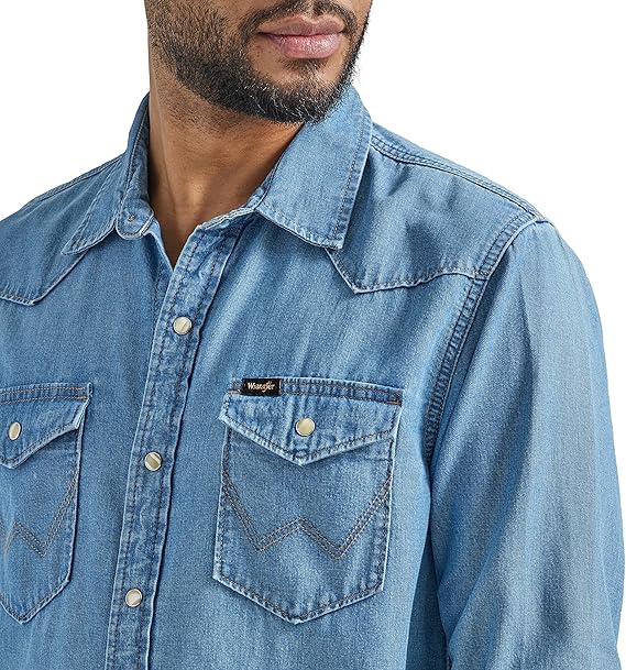 Men’s Regular Fit Denim Snap Shirt – Classic Iconic Style