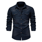 Men’s Slim Fit Long Sleeve Denim Shirt – Casual Button-Down