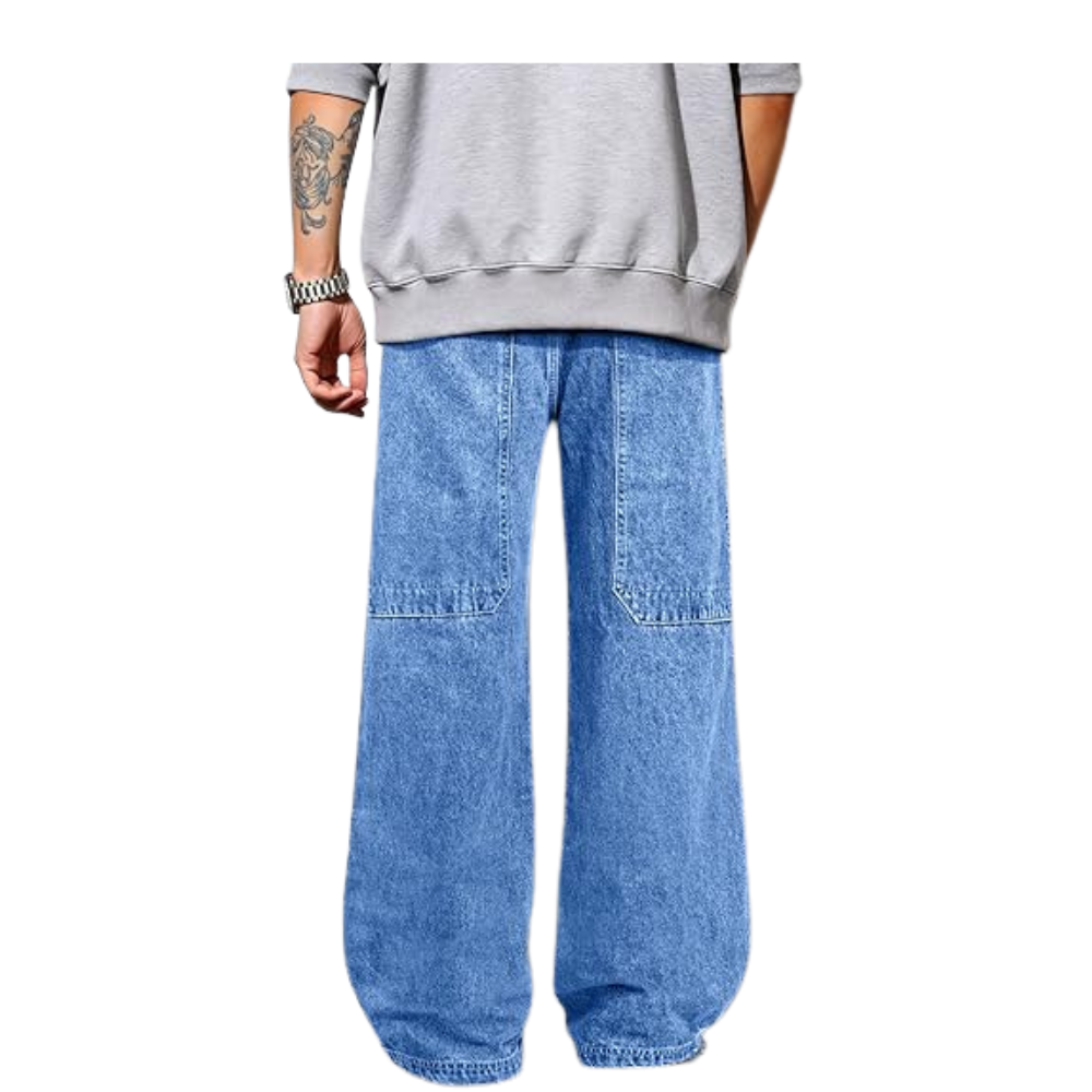 Men’s Baggy Wide Leg Jeans – Y2K Relaxed Fit Streetwear Denim
