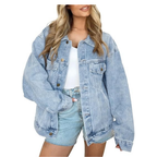 Women’s Oversized Denim Jacket – Loose Fit Button-Down Boyfriend Style