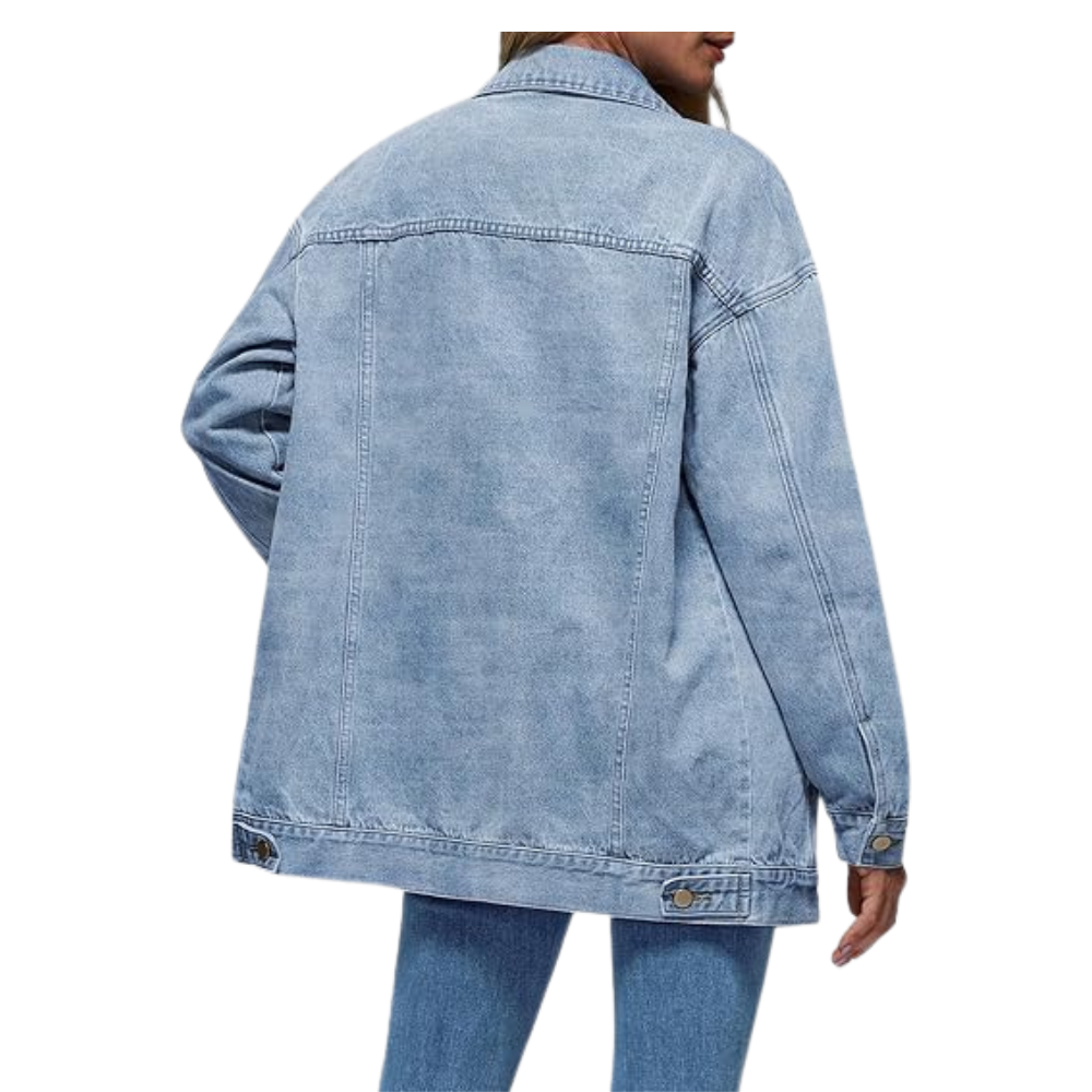 Women’s Oversized Denim Jacket – Loose Fit Button-Down Boyfriend Style